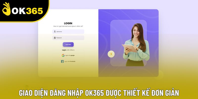 Giao diện đăng nhập OK365 được thiết kế đơn giản