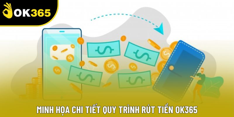 Minh họa chi tiết quy trình rút tiền OK365